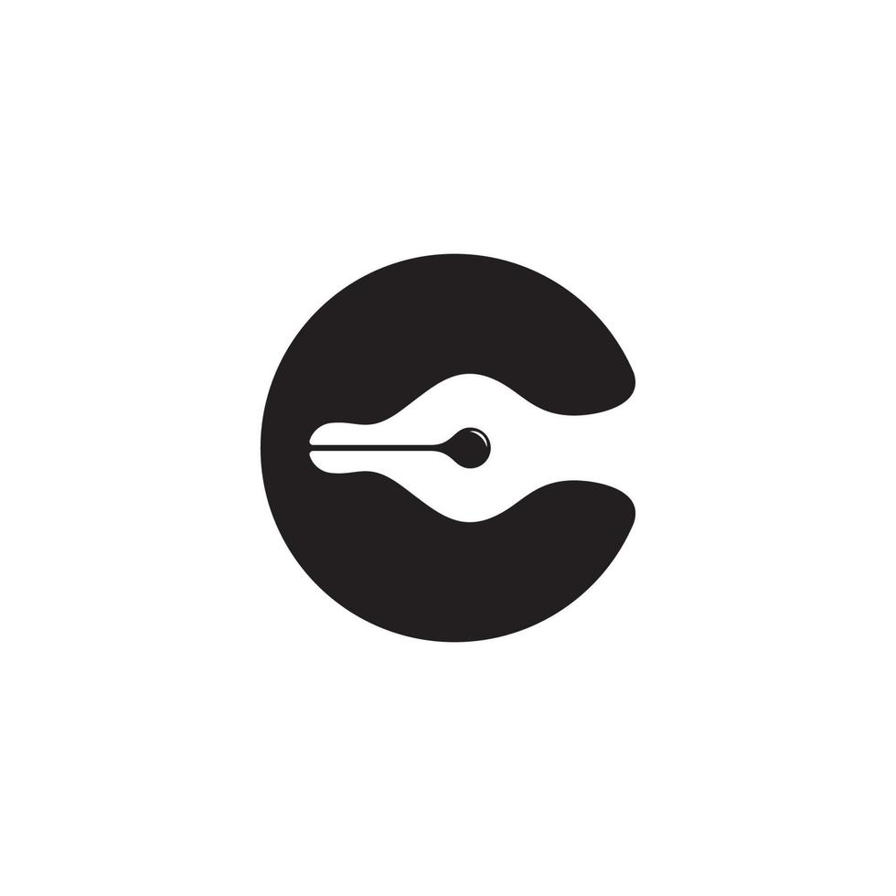 brev c penna bläck kurvor design symbol logotyp vektor