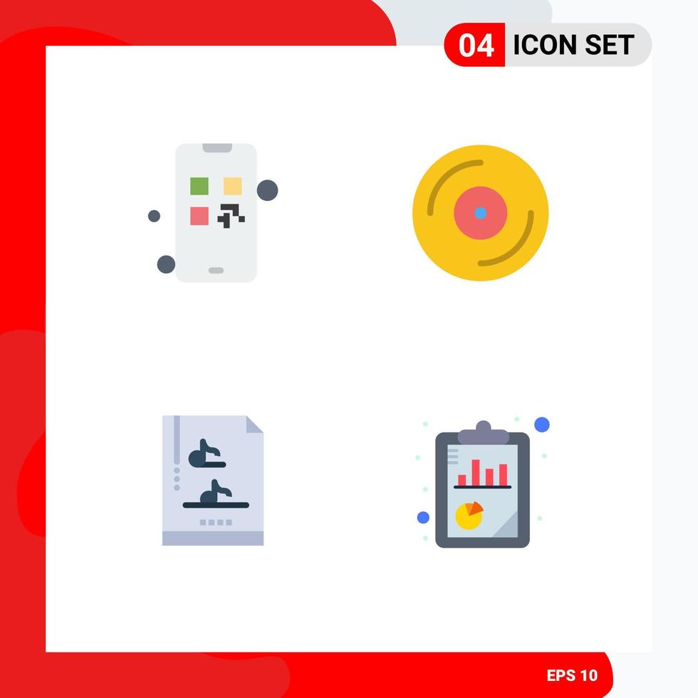 Flaches Icon-Paket mit 4 universellen Symbolen für wachsende Multimedia-Pay-Studio-Berichte editierbare Vektordesign-Elemente vektor