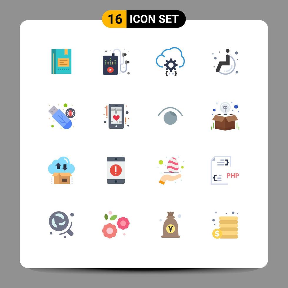 Aktienvektor-Symbolpaket mit 16 Zeilenzeichen und Symbolen für den medizinischen Hobbyprozess des Rollstuhls entwickeln bearbeitbare Pakete kreativer Vektordesignelemente vektor