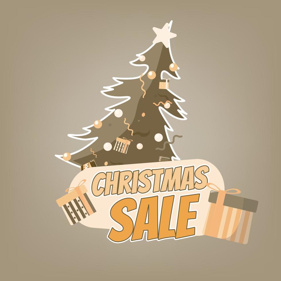 weihnachtsverkaufstag mit weihnachtsbaum und geschenkboxen vector illustration