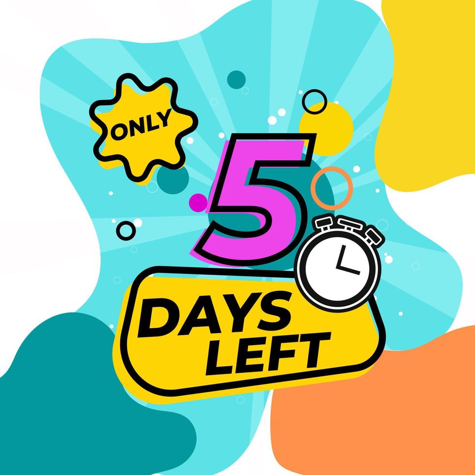 Countdown-Nummer 5 Tage links Vector Illustration Design