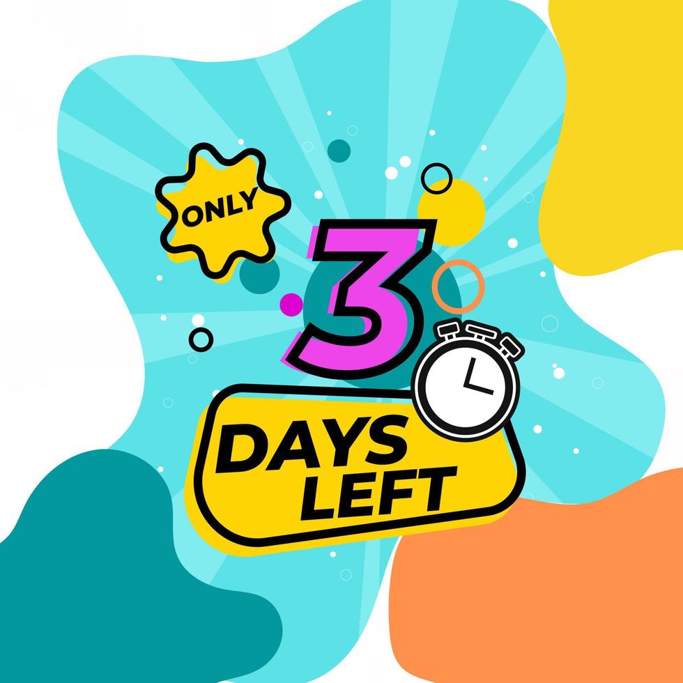 Countdown-Nummer 3 Tage links Vector Illustration Design