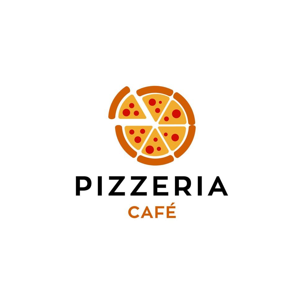 Pizza-Café-Logo, Pizza-Symbol, Emblem für Fast-Food-Restaurant. einfaches flaches Pizza-Logo auf weißem Hintergrund, weißer isolierter Hintergrund vektor