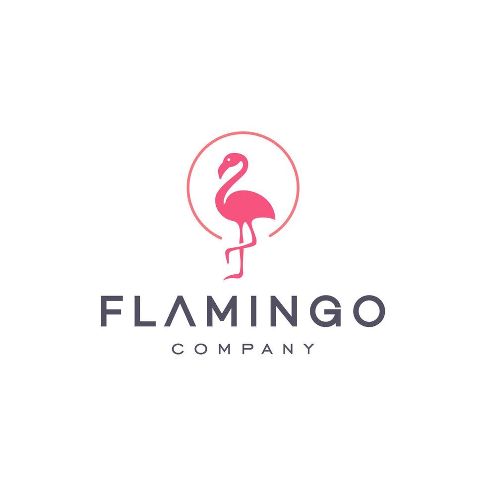 Flamingo-Logo-Symbol im trendigen linearen Stil mit minimaler Linie vektor