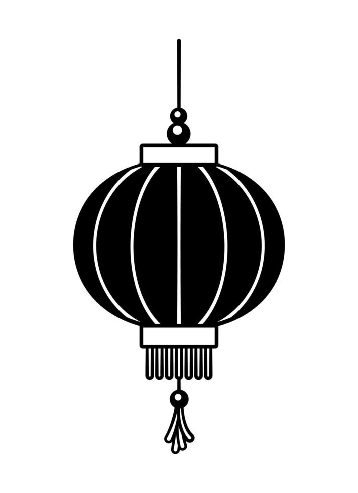 chinesisches festival hängende laterne cartoon silhouette vektorillustration. traditionelle asiatische lampe des neuen jahres. vektor