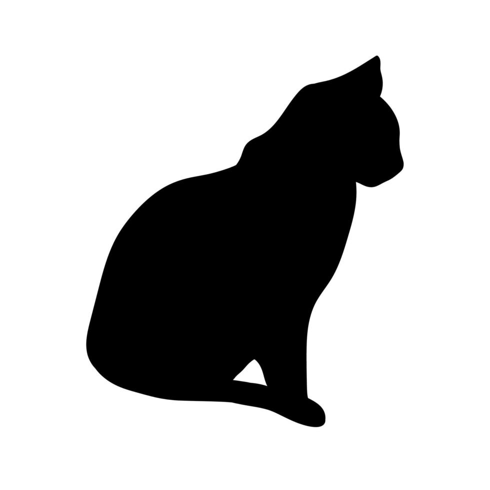 Sammanträde svart katt abstrakt silhuett. ikon, logotyp vektor illustration.