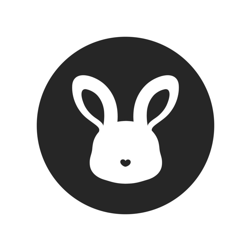 niedlicher abstrakter Hasenkopf mit herzförmigem Nasenkreis-Logo-Symbol vektor