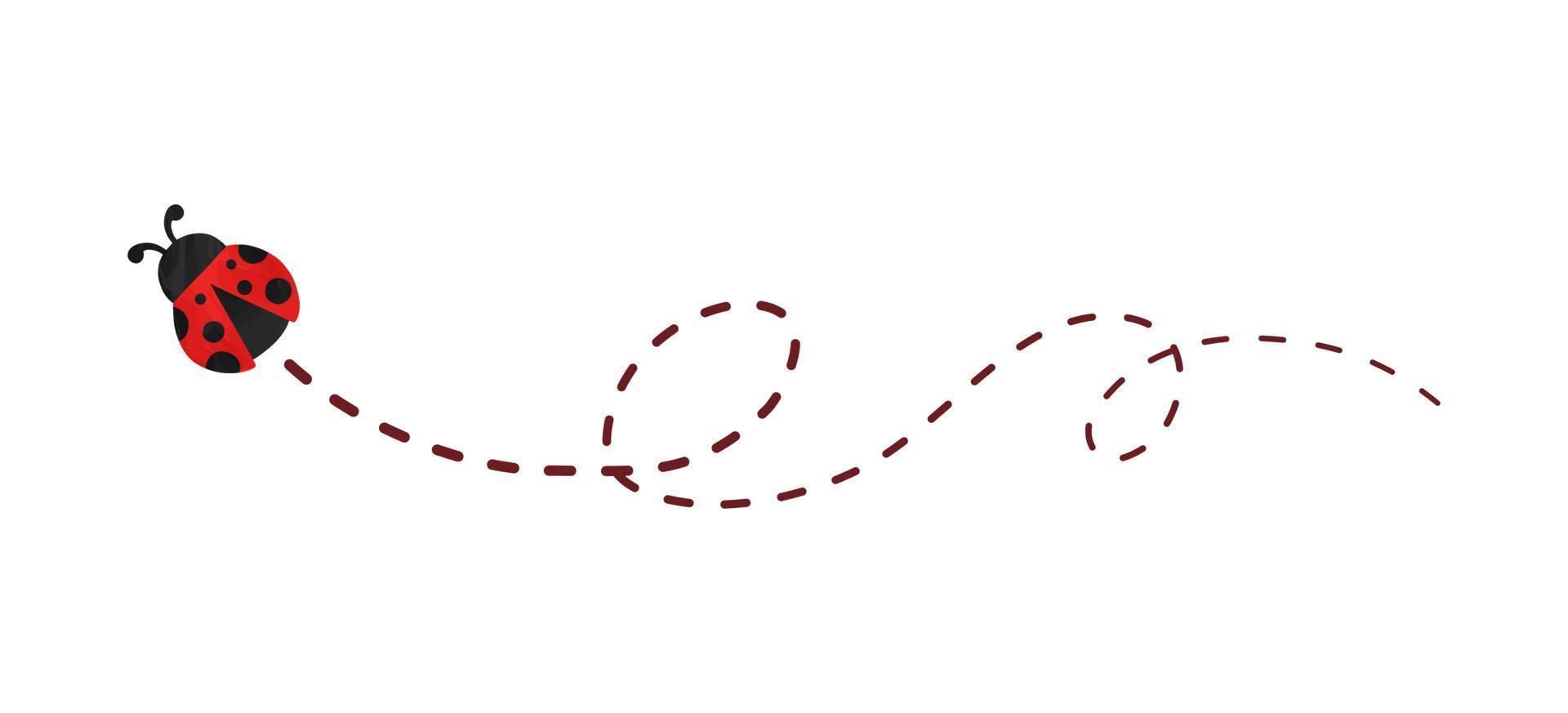 flygande nyckelpiga med spår ClipArt vektor illustration