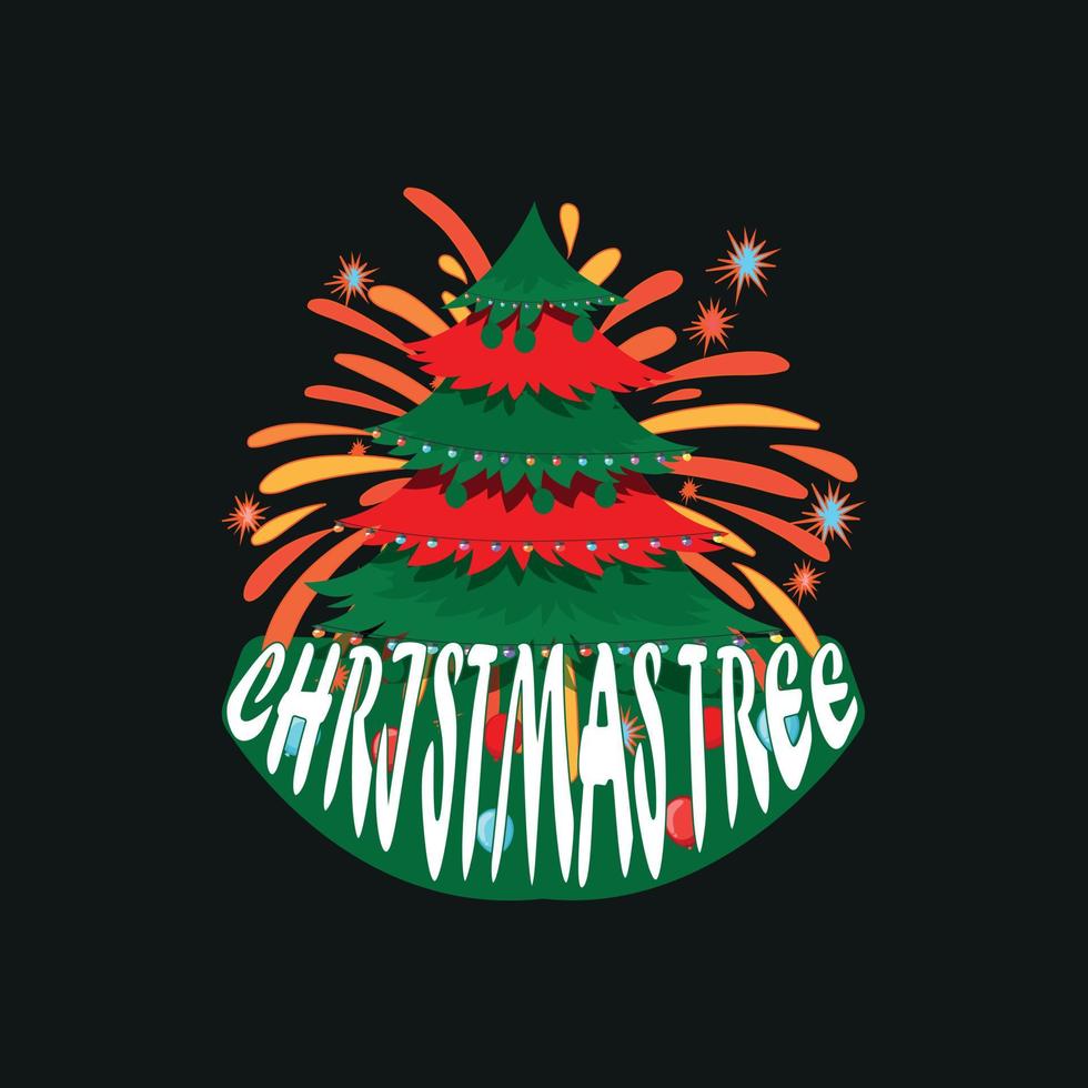 jul träd, Lycklig jul dag gåva, jul t-shirt design, affisch, skriva ut, vykort och Övrig användningar vektor