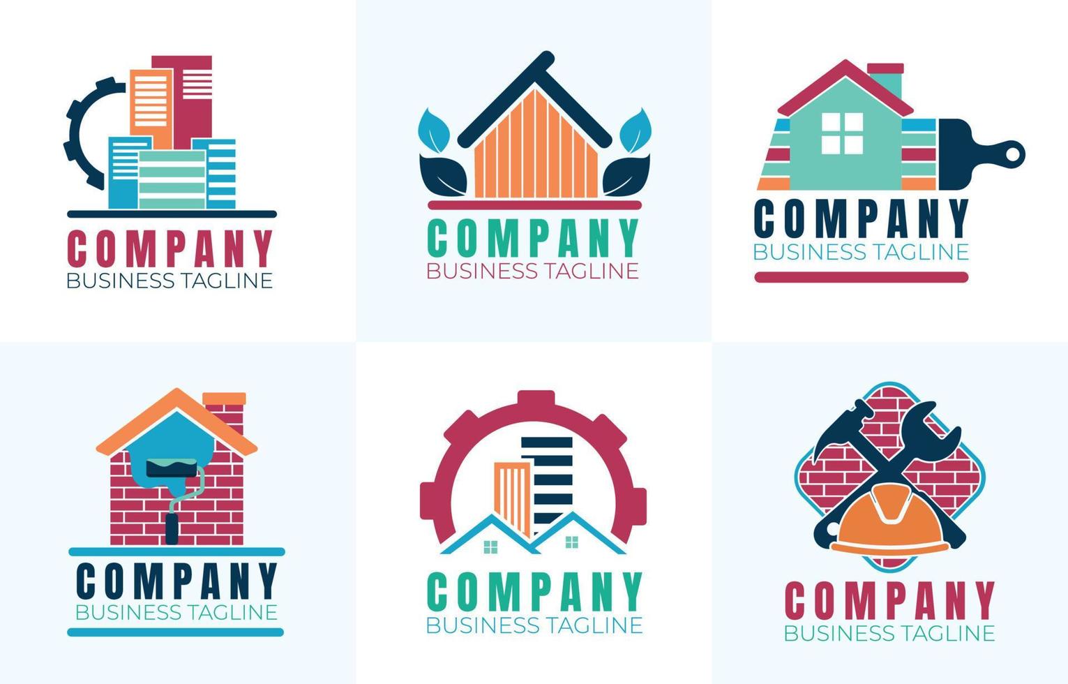 färgrik konstruktion företag logotyp samling vektor