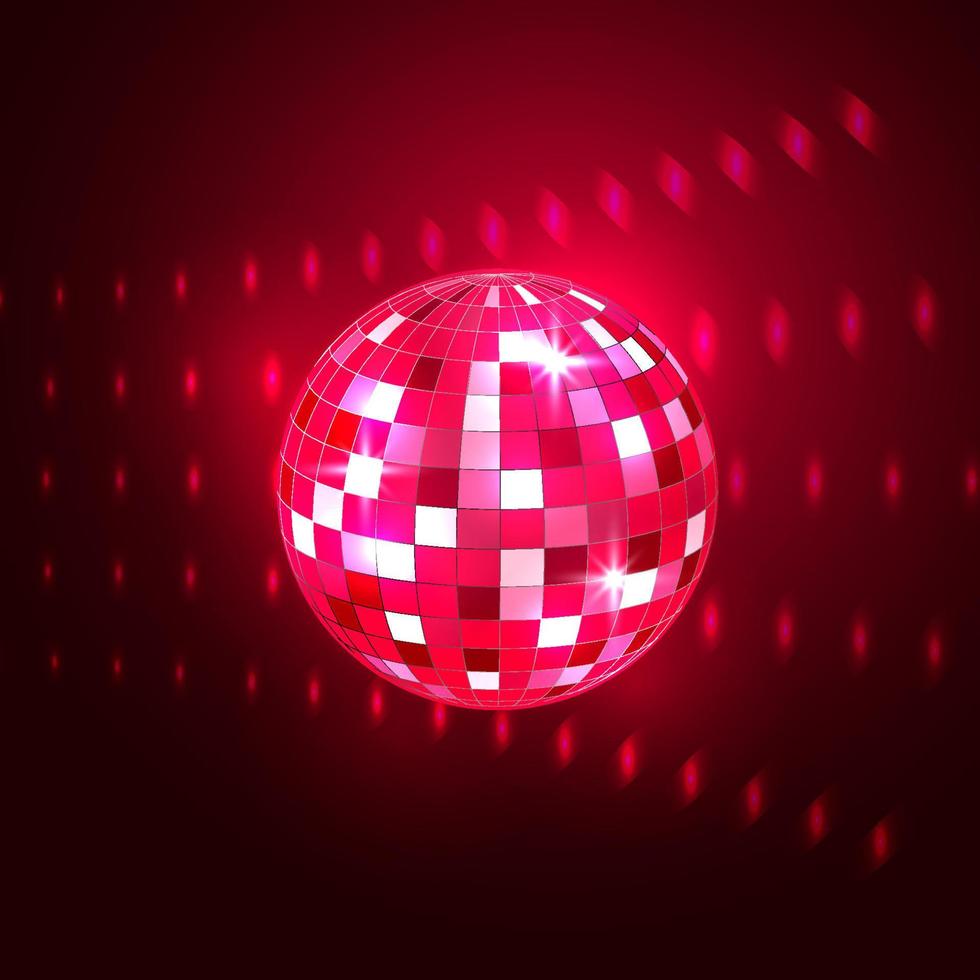 helle spiegelrote Discokugel für Disco-Tanzclub. vektor