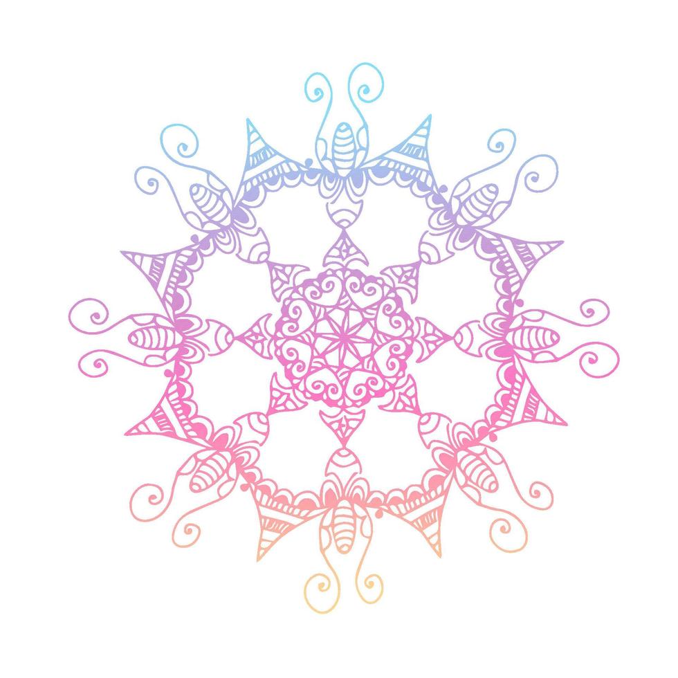 ethnisches Motiv Mandala, Boho-Ornament bunt isoliert auf weißem Hintergrund. Anti-Stress-Therapiemuster. Designelemente weben. Yoga. Vektor-Illustration vektor