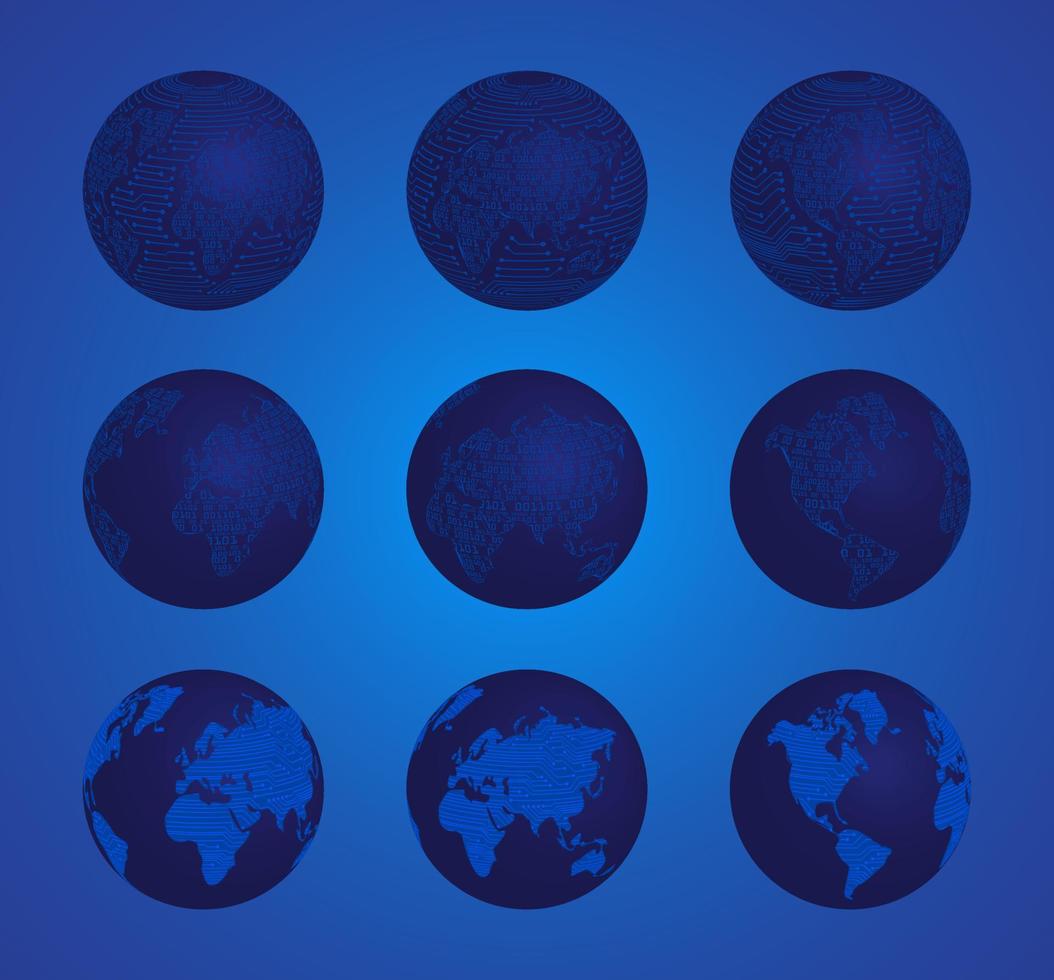Globus-Icon-Set für moderne Technologie vektor