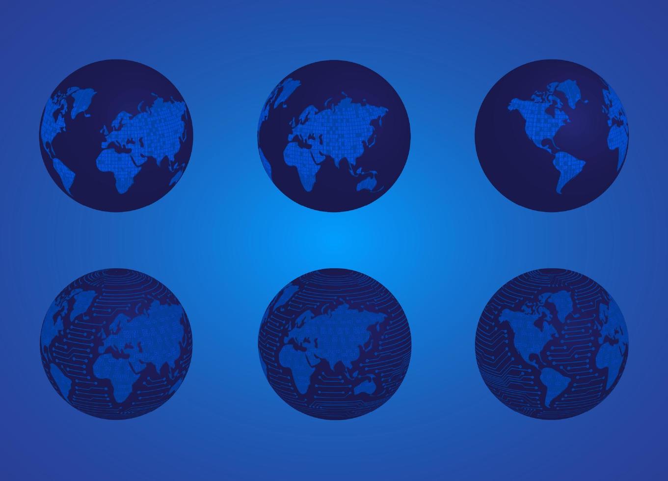 Globus-Icon-Set für moderne Technologie vektor