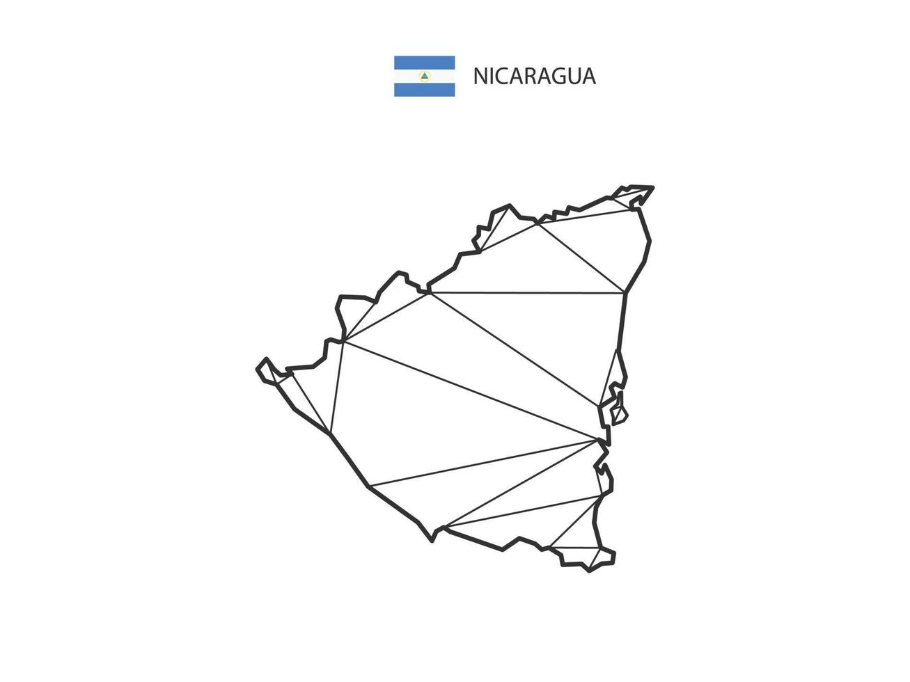 mosaik- trianglar Karta stil av nicaragua isolerat på en vit bakgrund. abstrakt design för vektor. vektor
