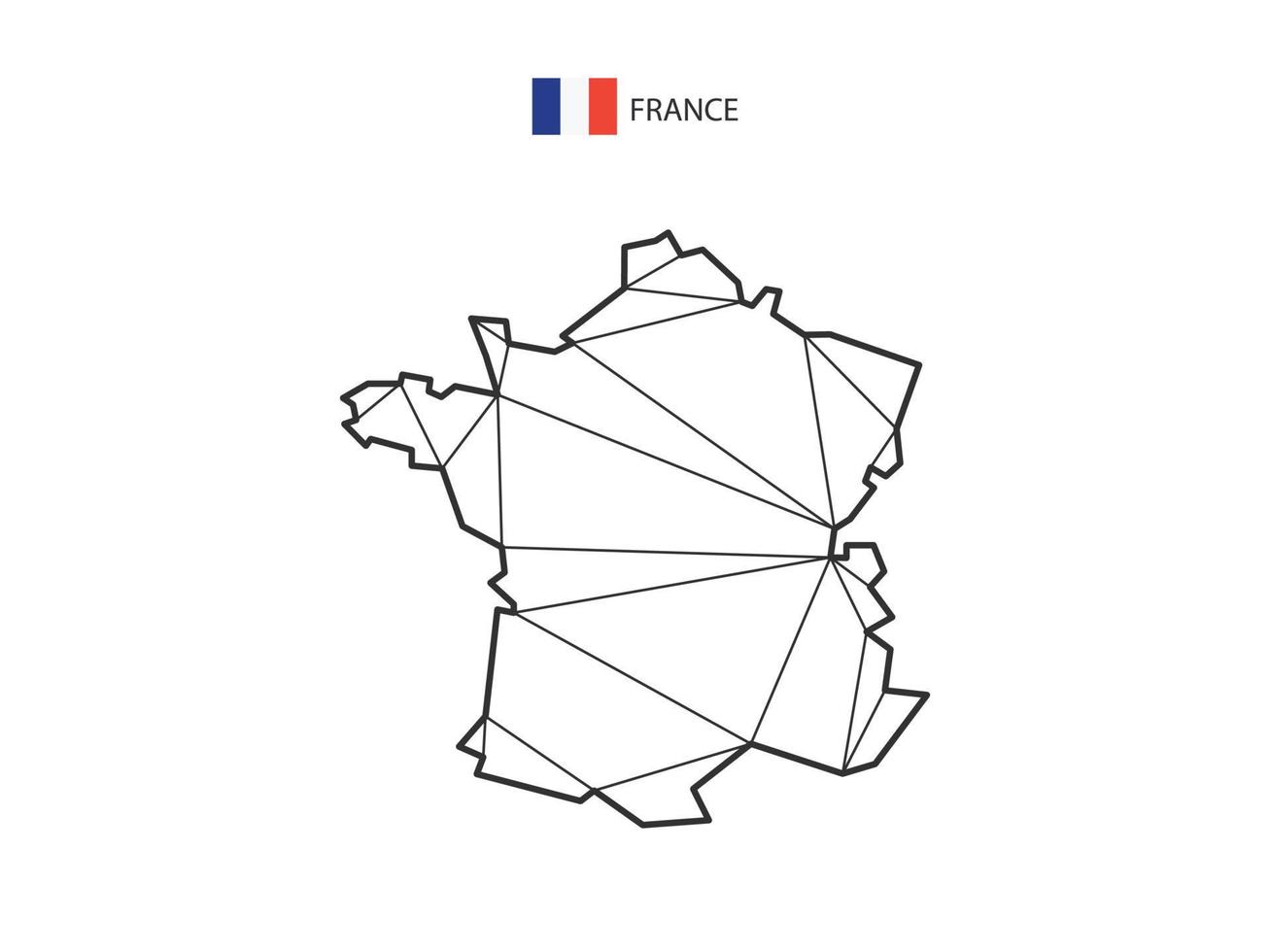 Mosaik-Dreiecke Kartenstil von Frankreich isoliert auf weißem Hintergrund. abstraktes Design für Vektor. vektor
