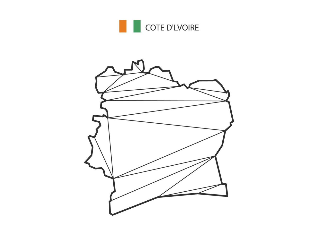 Mosaik Dreiecke Kartenstil der Elfenbeinküste isoliert auf weißem Hintergrund. abstraktes Design für Vektor. vektor