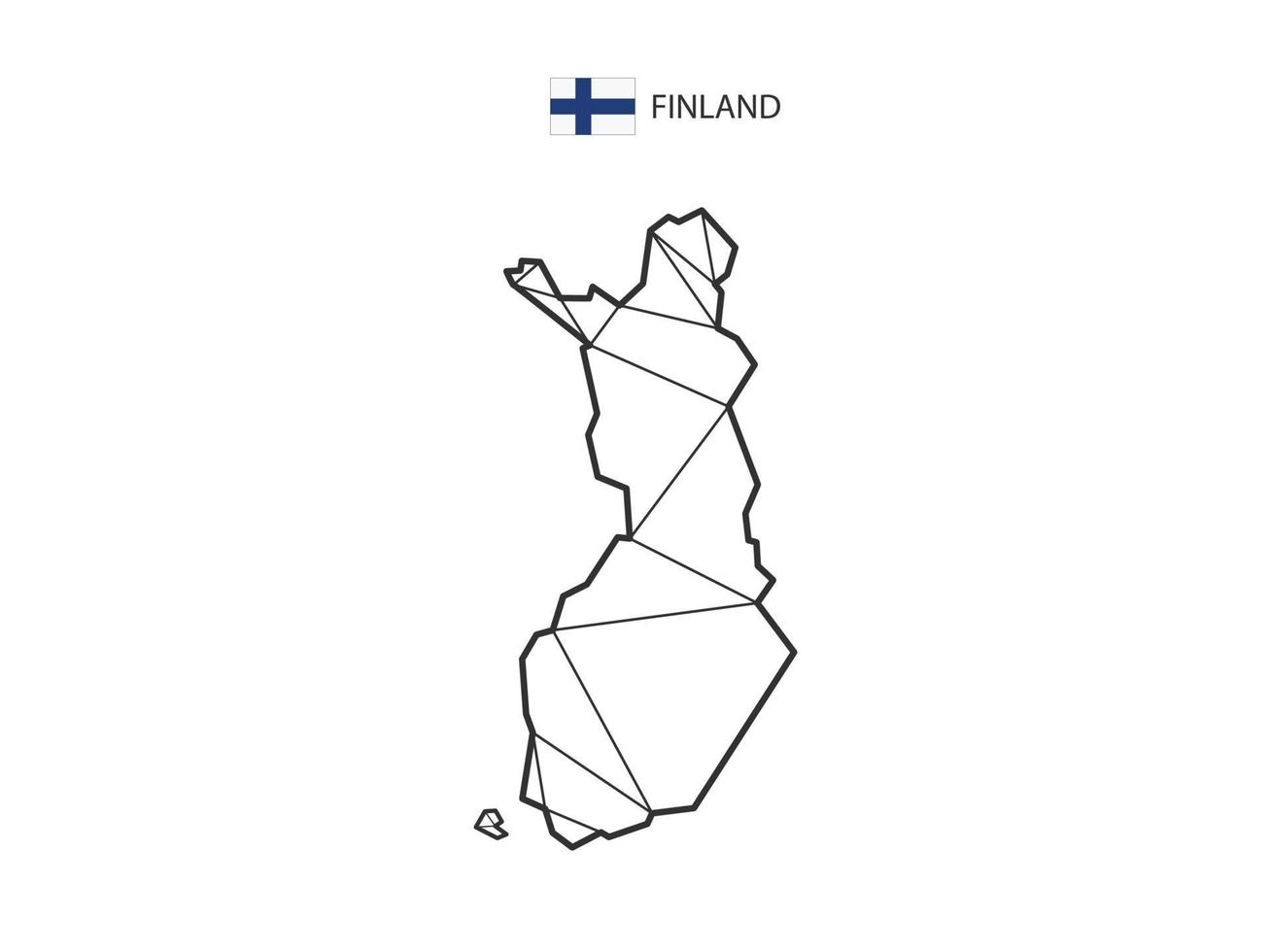 Mosaik-Dreiecke Kartenstil von Finnland isoliert auf weißem Hintergrund. abstraktes Design für Vektor. vektor