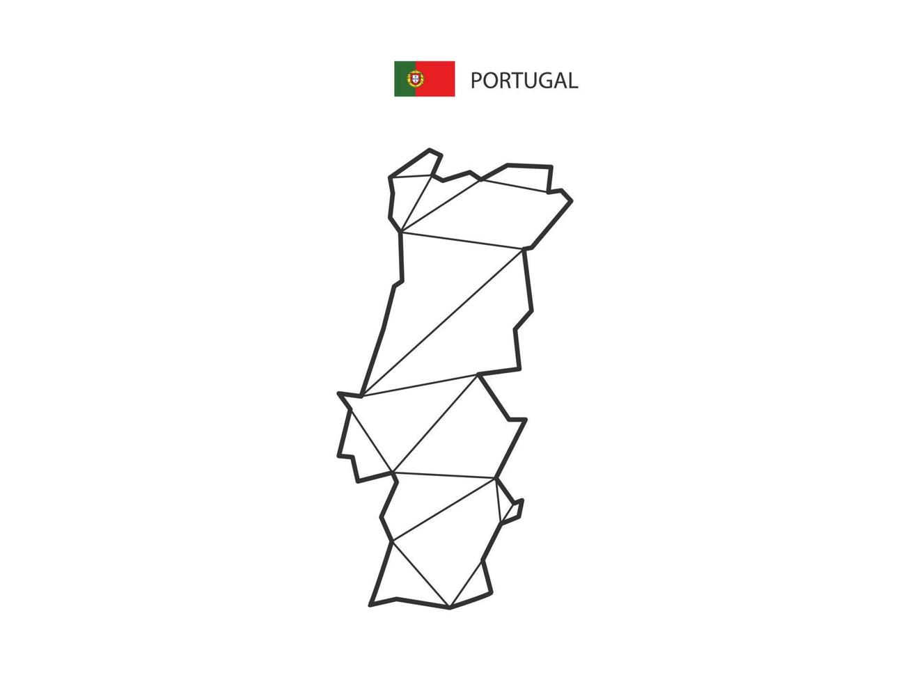 Mosaikdreiecke Kartenstil von Portugal isoliert auf weißem Hintergrund. abstraktes Design für Vektor. vektor