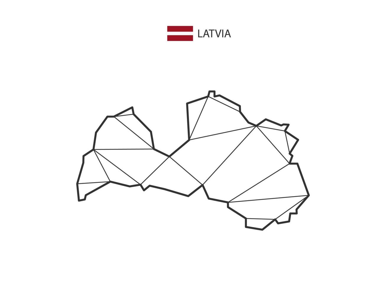 mosaik- trianglar Karta stil av lettland isolerat på en vit bakgrund. abstrakt design för vektor. vektor