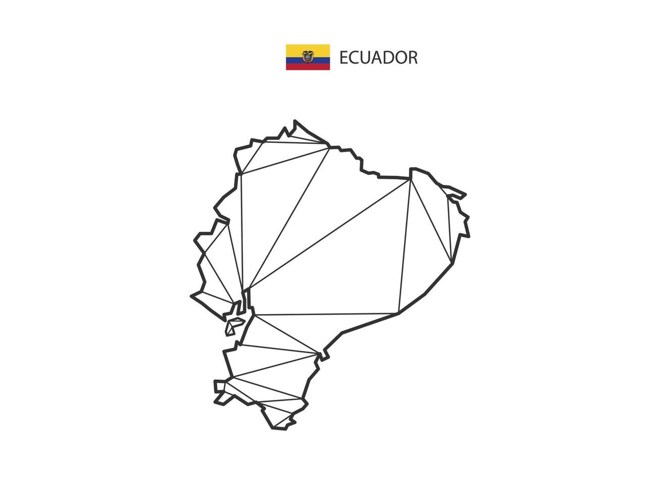 mosaik- trianglar Karta stil av ecuador isolerat på en vit bakgrund. abstrakt design för vektor. vektor