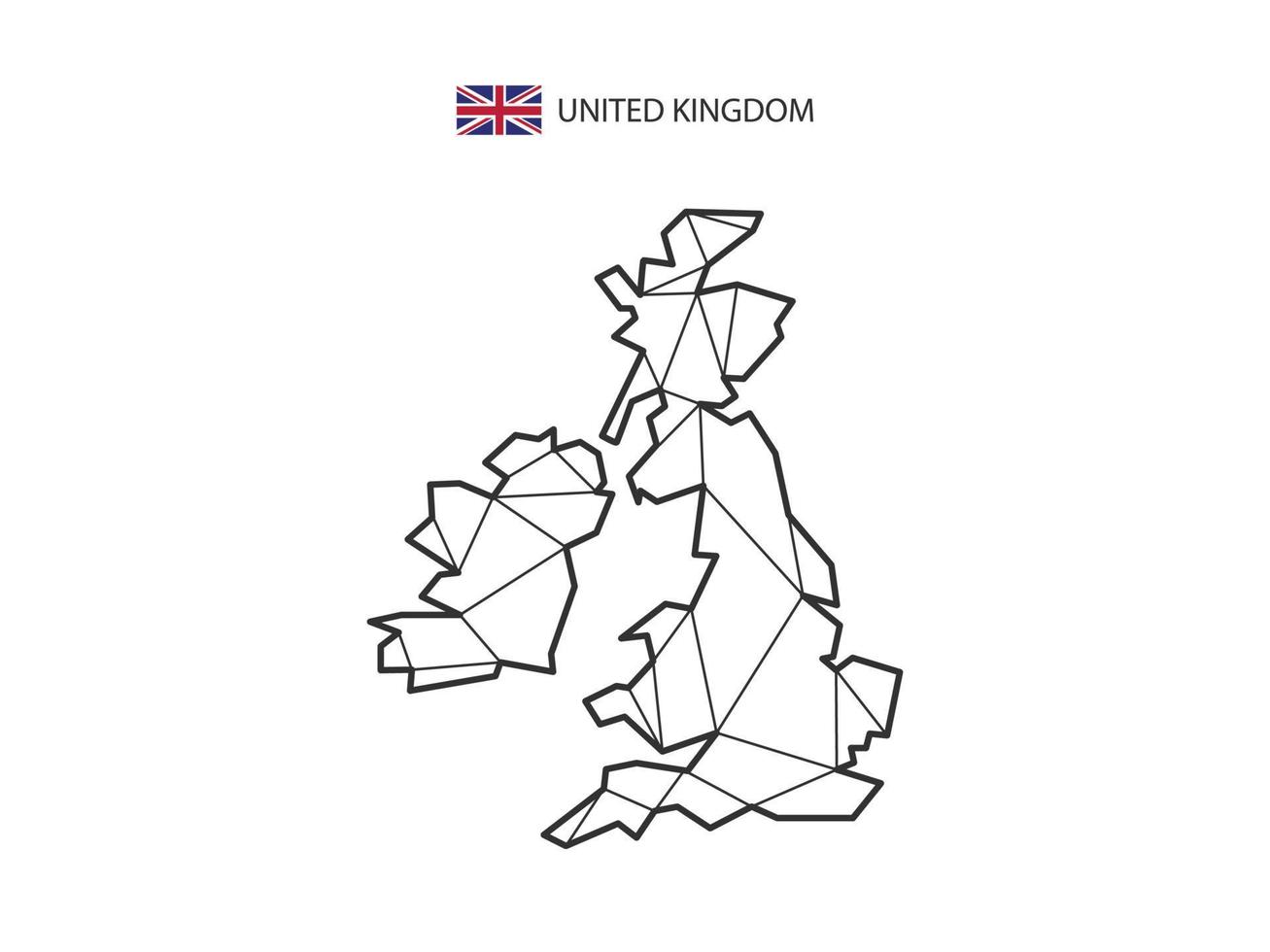 mosaik- trianglar Karta stil av Storbritannien isolerat på en vit bakgrund. abstrakt design för vektor. vektor