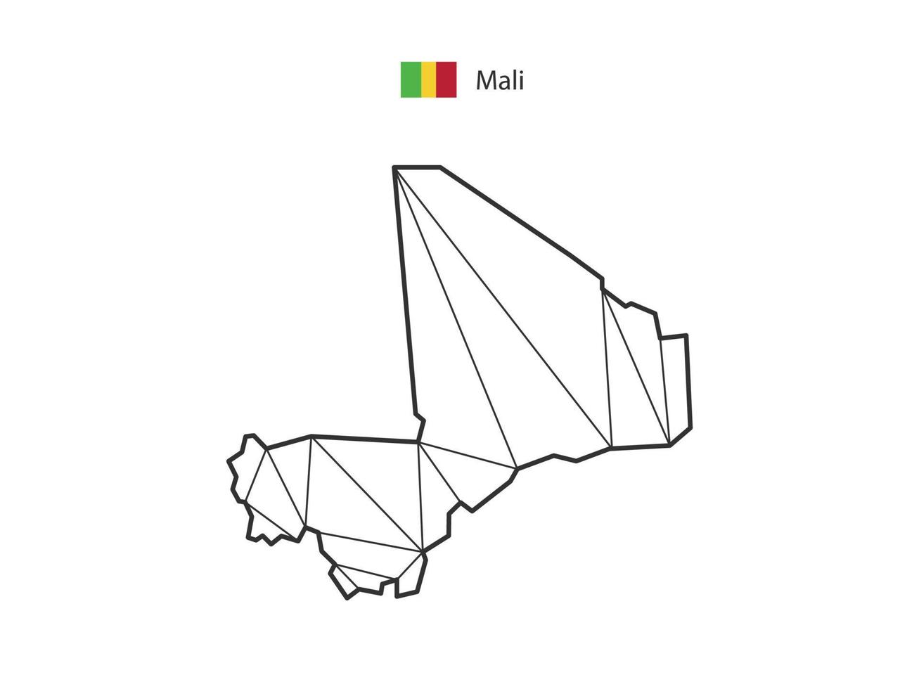 Mosaik-Dreiecke Kartenstil von Mali isoliert auf weißem Hintergrund. abstraktes Design für Vektor. vektor