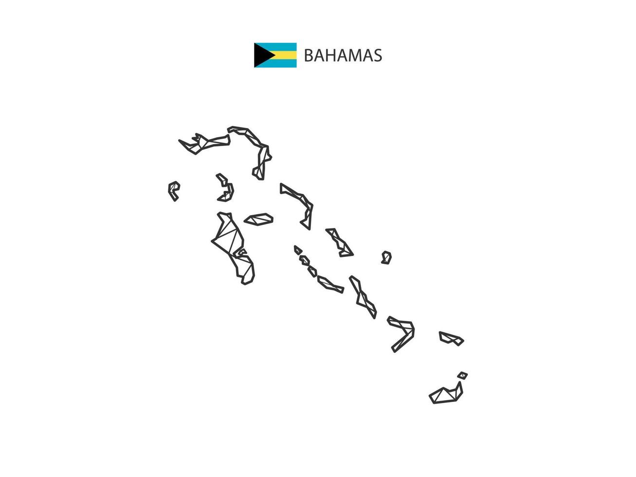 mosaik- trianglar Karta stil av Bahamas isolerat på en vit bakgrund. abstrakt design för vektor. vektor