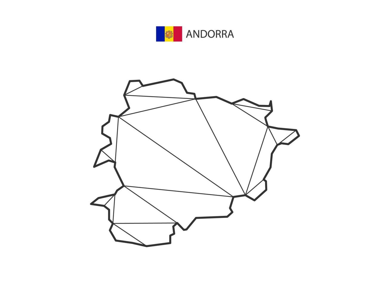 mosaik- trianglar Karta stil av andorra isolerat på en vit bakgrund. abstrakt design för vektor. vektor