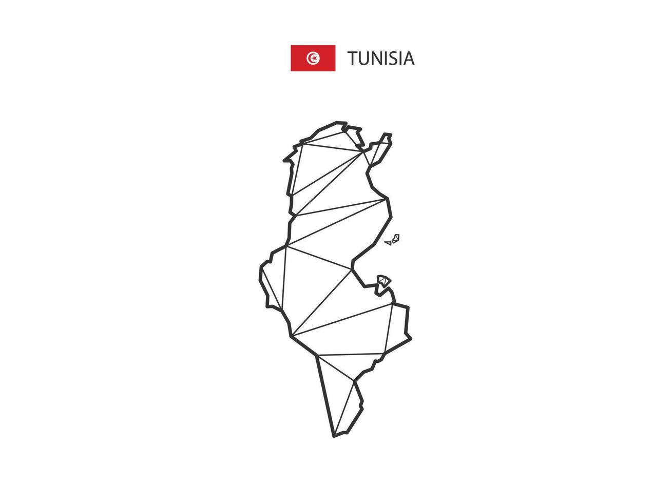 mosaik- trianglar Karta stil av tunisien isolerat på en vit bakgrund. abstrakt design för vektor. vektor