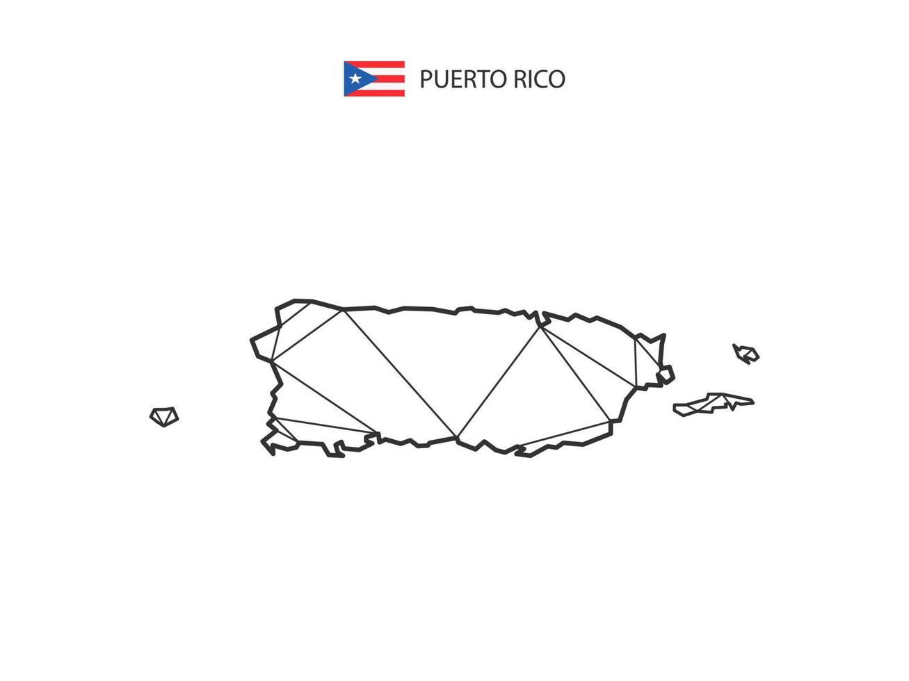 Mosaik-Dreiecke Kartenstil von Puerto Rico isoliert auf weißem Hintergrund. abstraktes Design für Vektor. vektor