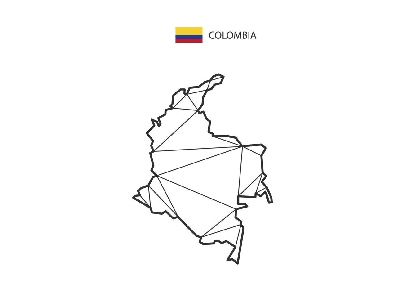 mosaik- trianglar Karta stil av colombia isolerat på en vit bakgrund. abstrakt design för vektor. vektor
