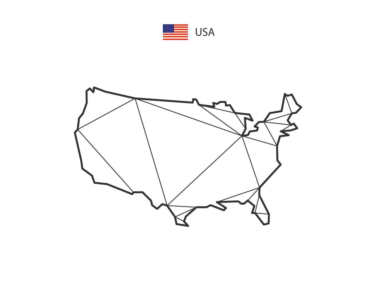 Mosaik-Dreiecke Kartenstil der USA isoliert auf weißem Hintergrund. abstraktes Design für Vektor. vektor