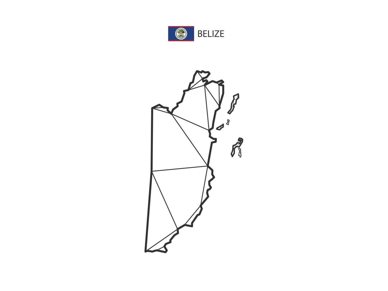 mosaik- trianglar Karta stil av belize isolerat på en vit bakgrund. abstrakt design för vektor. vektor