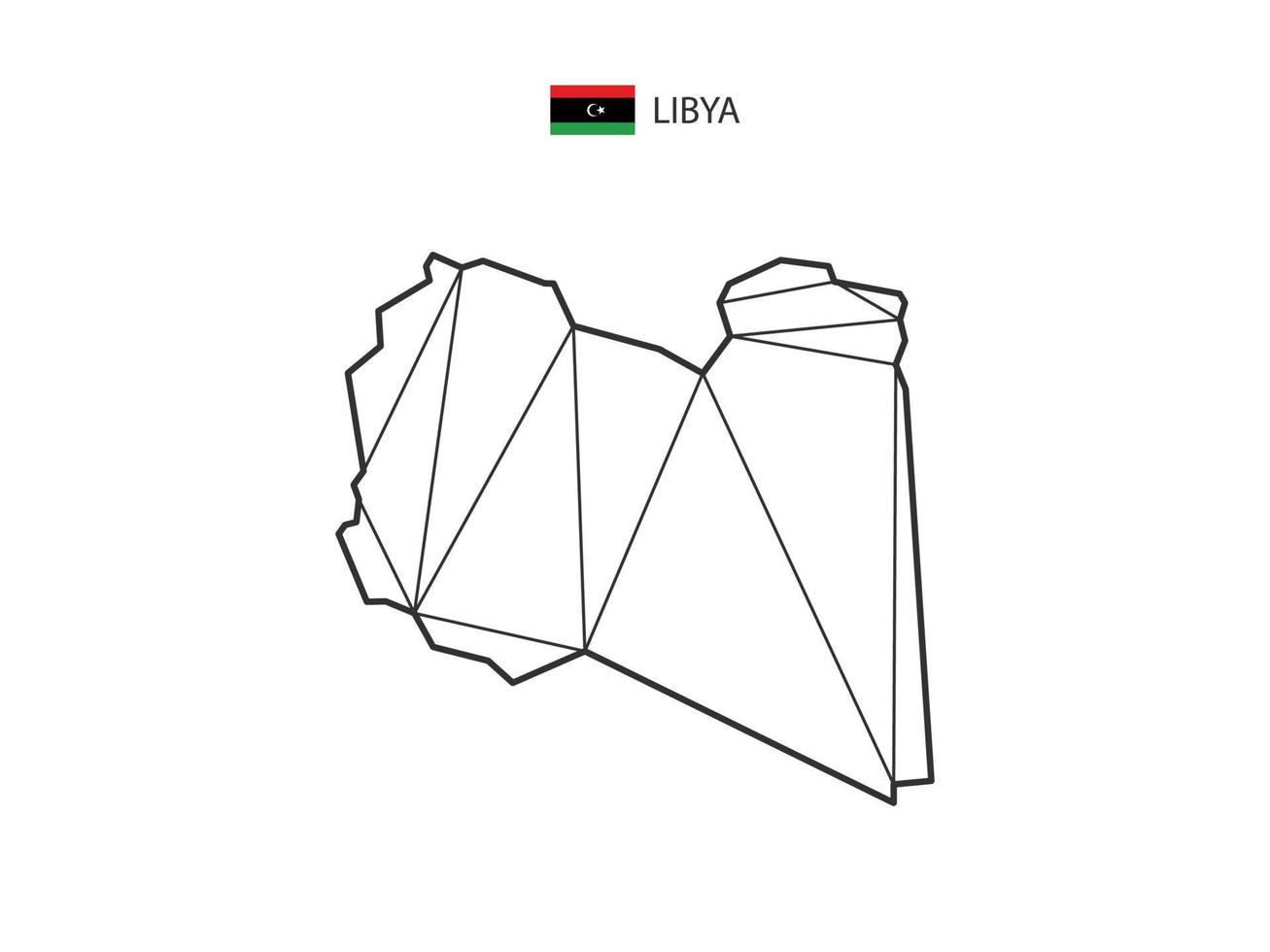 mosaik- trianglar Karta stil av libyen isolerat på en vit bakgrund. abstrakt design för vektor. vektor