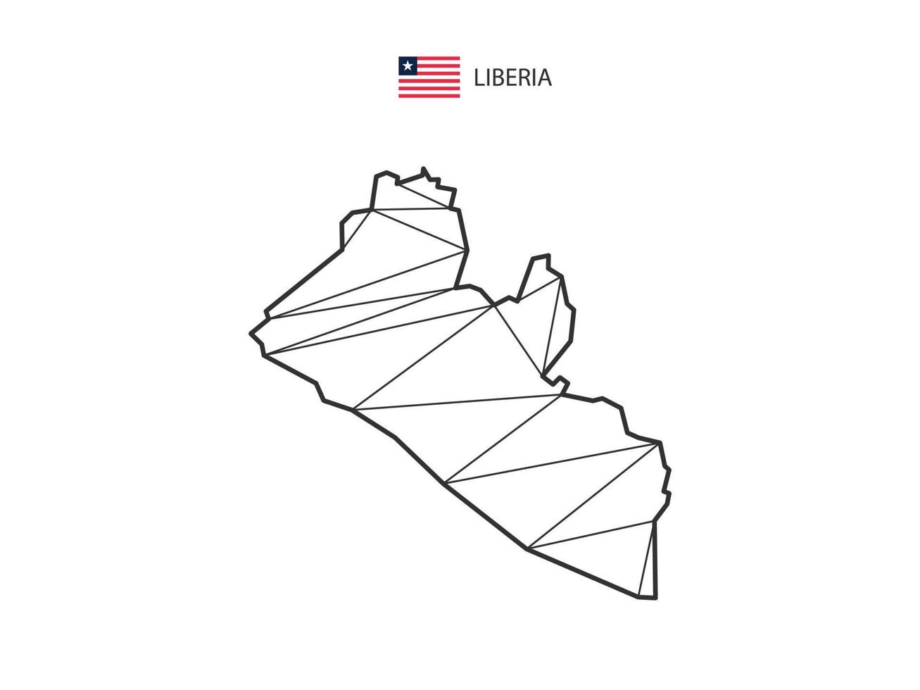 Mosaikdreiecke Kartenstil von Liberia isoliert auf weißem Hintergrund. abstraktes Design für Vektor. vektor