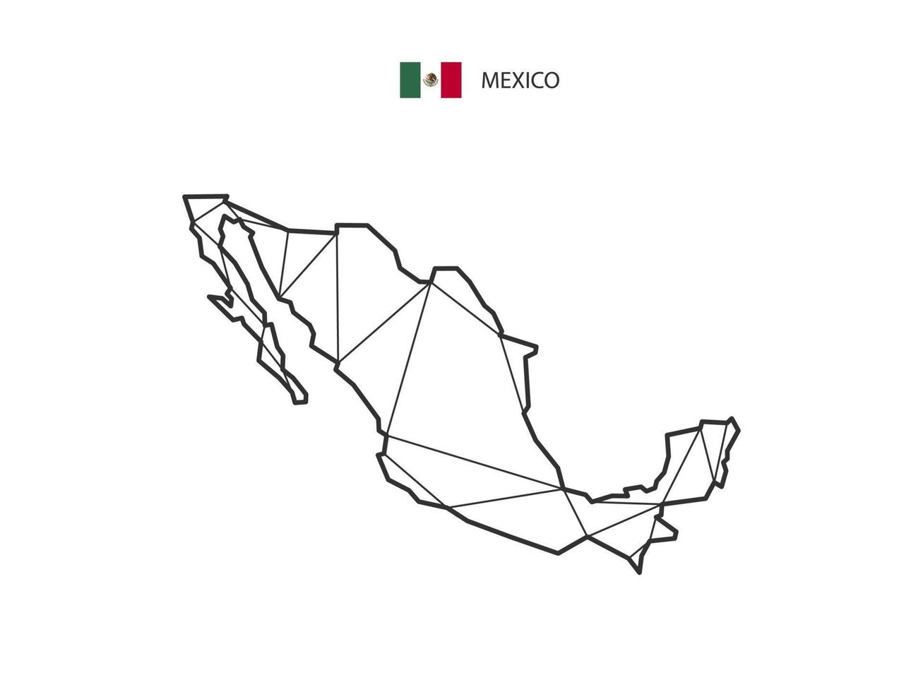 mosaik- trianglar Karta stil av mexico isolerat på en vit bakgrund. abstrakt design för vektor. vektor