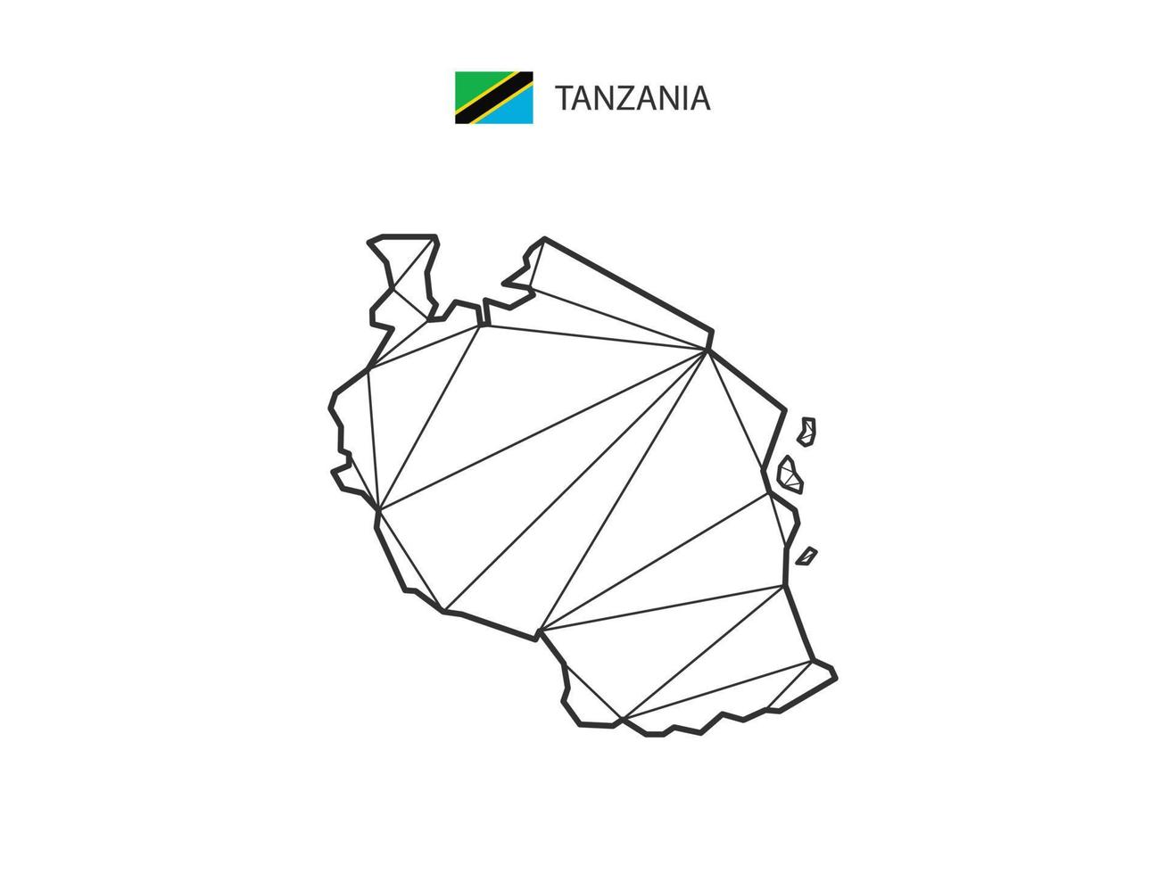 mosaik- trianglar Karta stil av tanzania isolerat på en vit bakgrund. abstrakt design för vektor. vektor