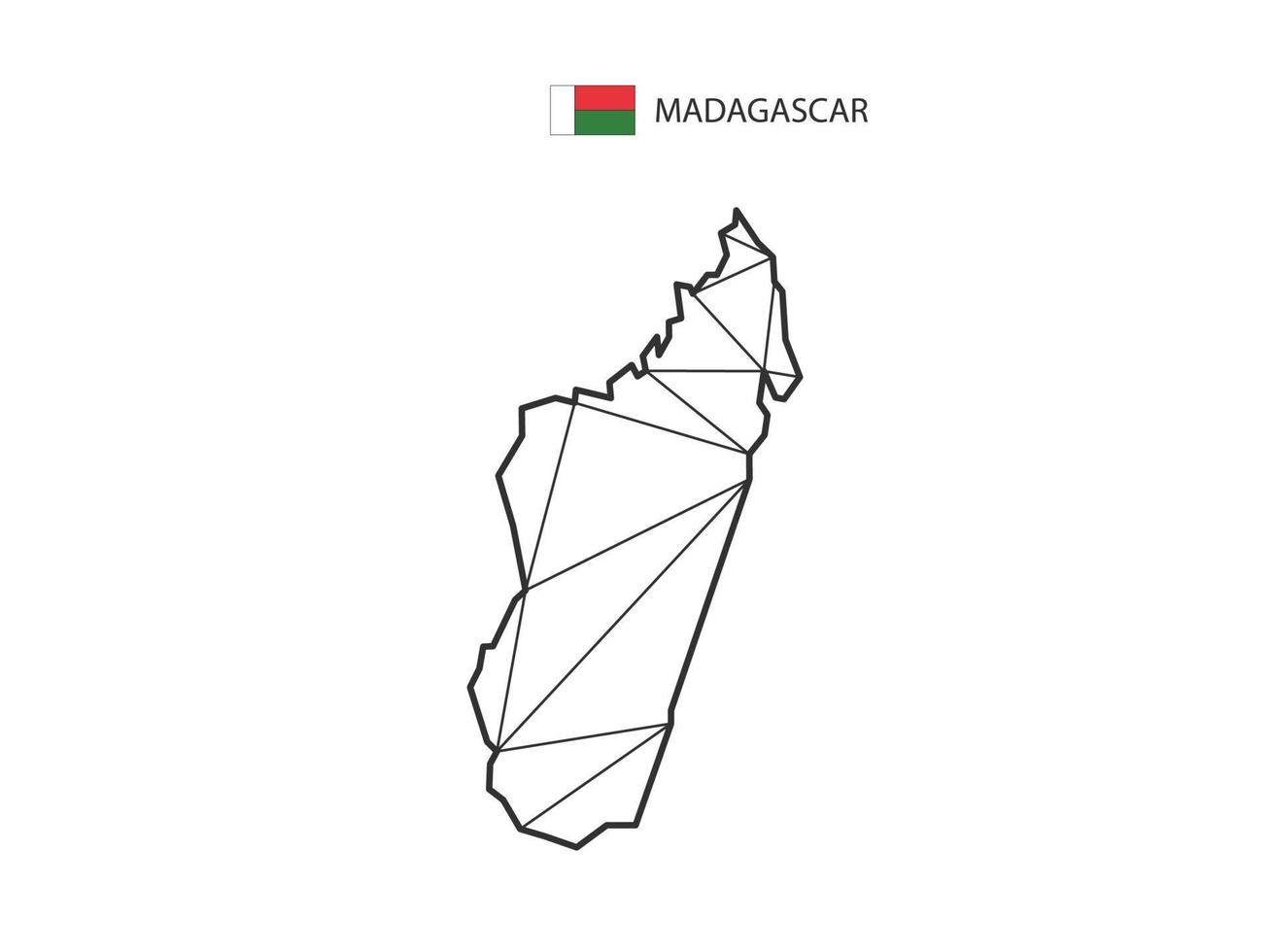 Mosaik-Dreiecke Kartenstil von Madagaskar isoliert auf weißem Hintergrund. abstraktes Design für Vektor. vektor