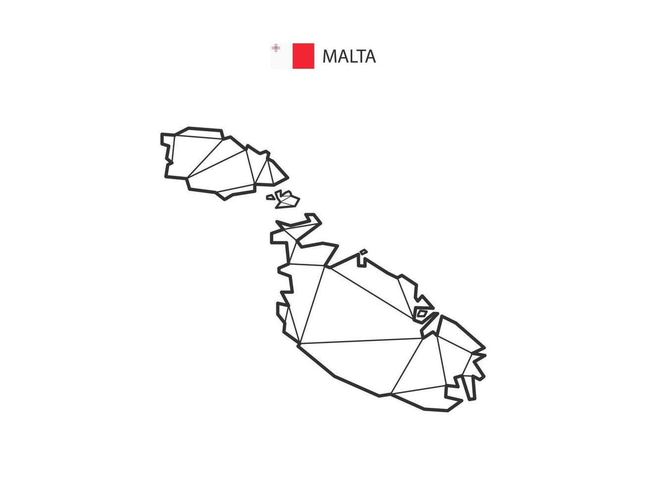 Mosaik-Dreiecke Kartenstil von Malta isoliert auf weißem Hintergrund. abstraktes Design für Vektor. vektor
