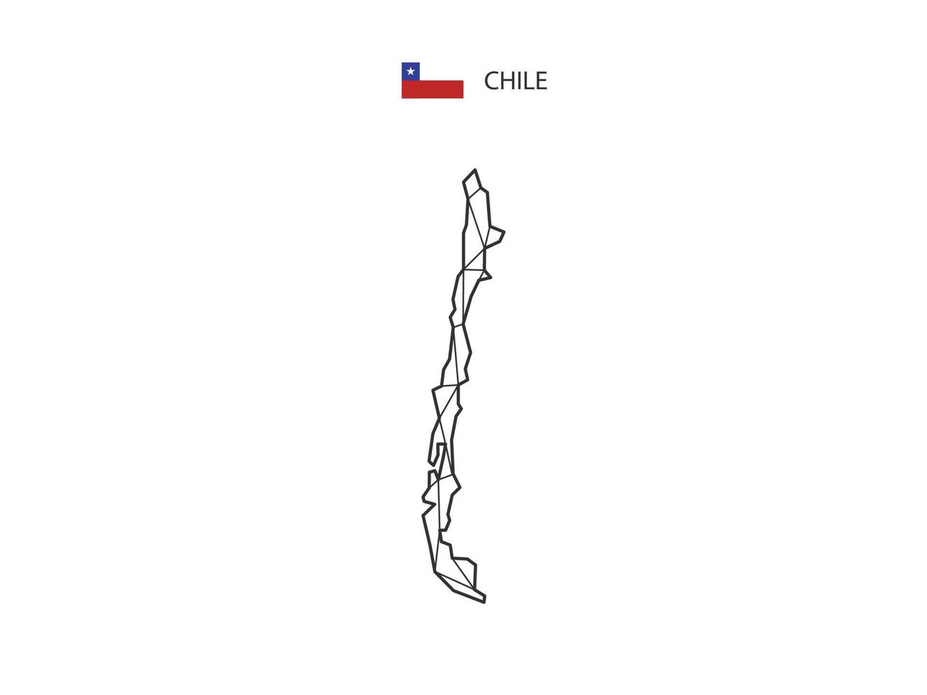 Mosaik-Dreiecke Kartenstil von Chile isoliert auf weißem Hintergrund. abstraktes Design für Vektor. vektor