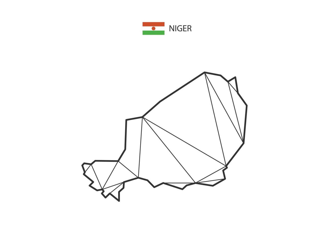 Mosaikdreiecke Kartenstil von Niger isoliert auf weißem Hintergrund. abstraktes Design für Vektor. vektor