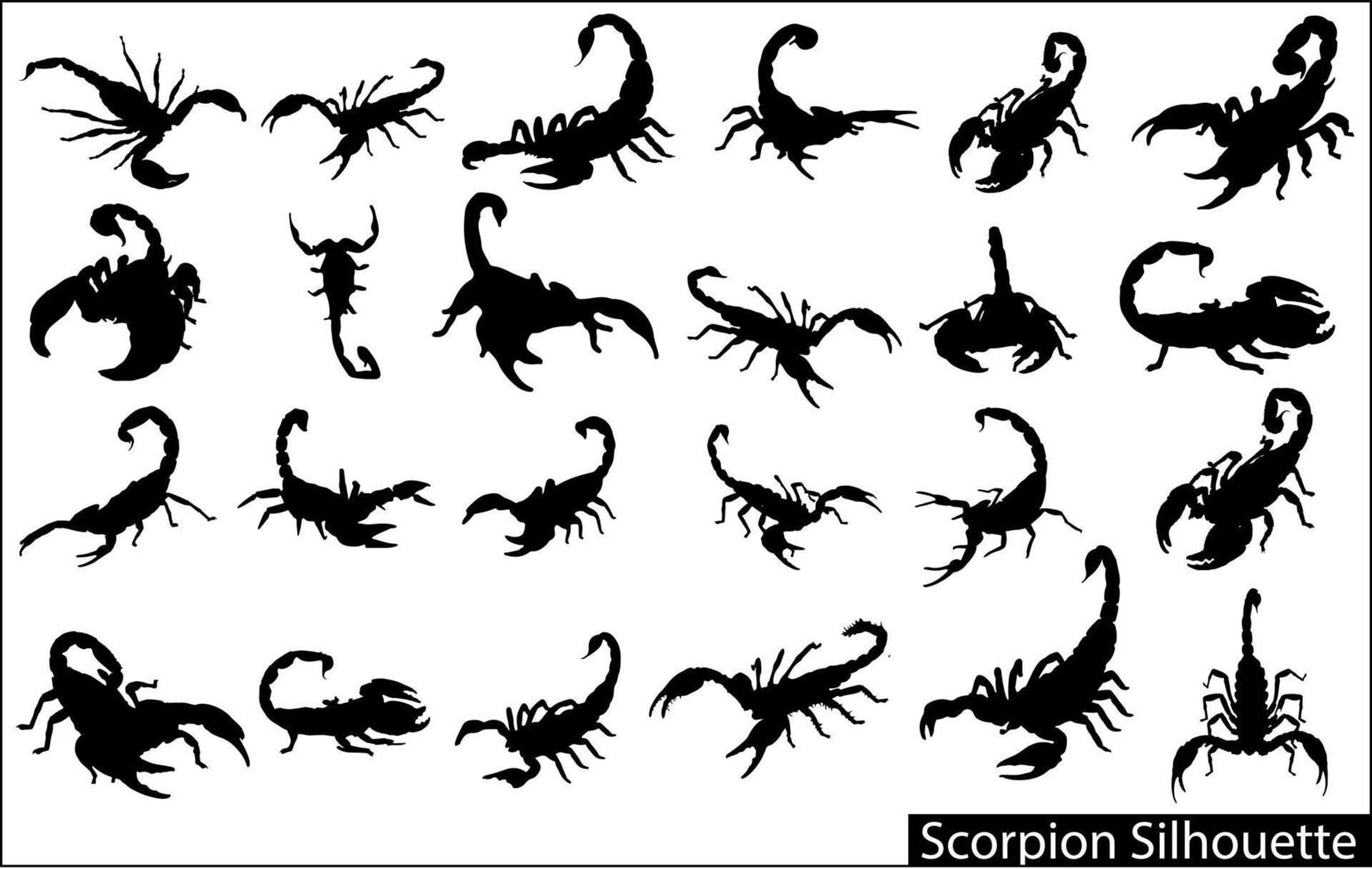 en samling av silhuetter av skorpion vektor