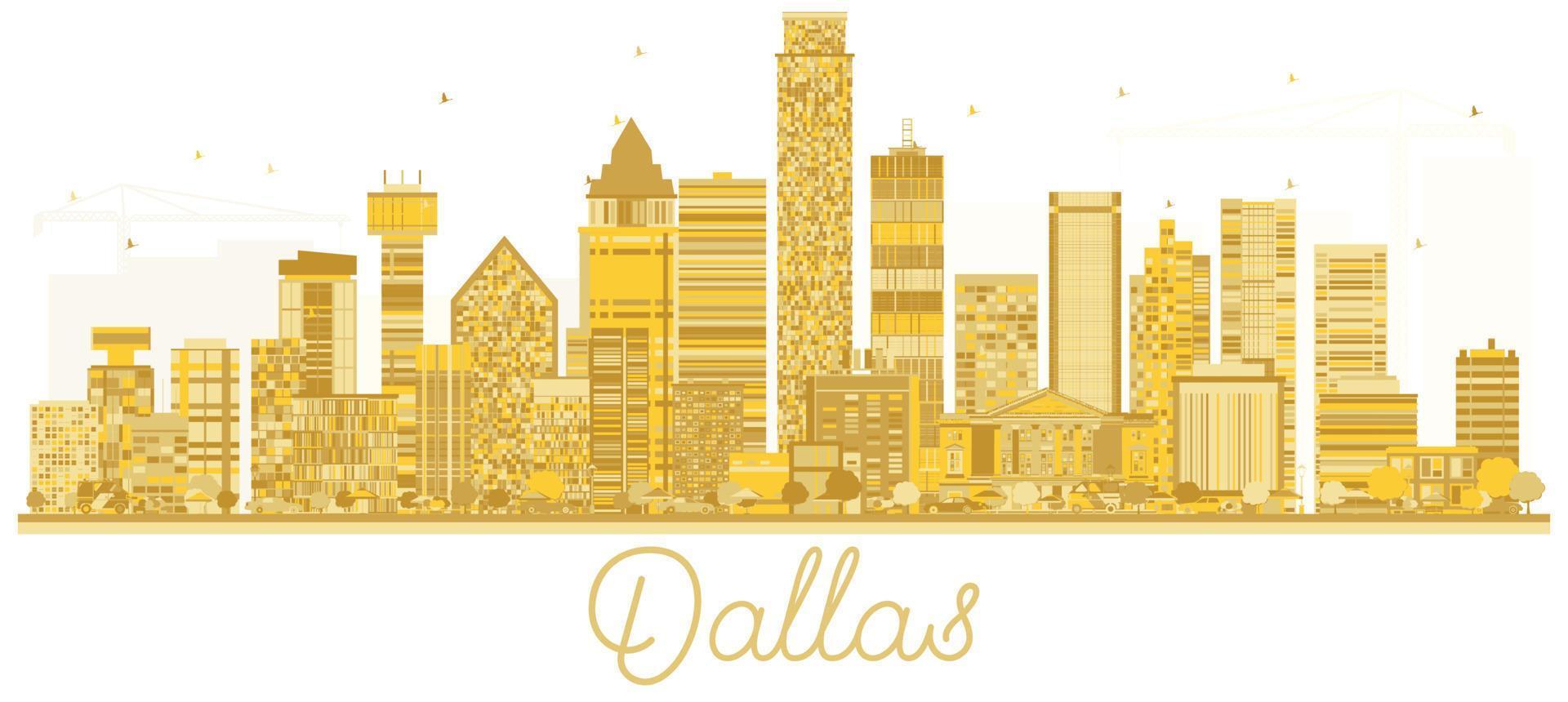 goldene silhouette der skyline der stadt dallas usa. vektor