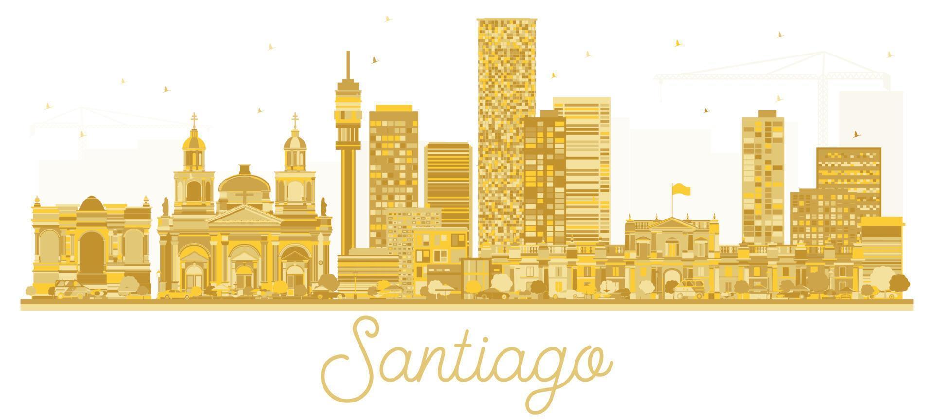santiago chile stadt skyline goldene silhouette. vektor