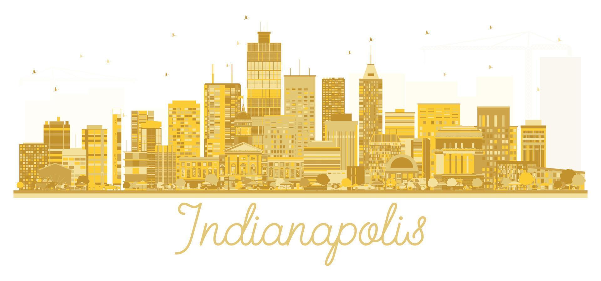 goldene silhouette der skyline von indianapolis usa. vektor