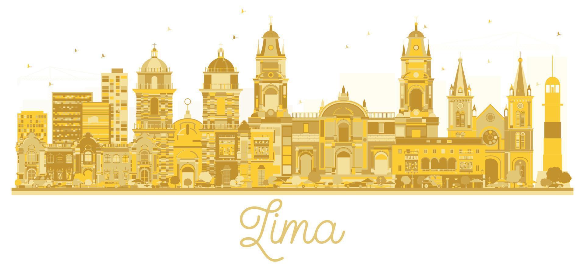 lima peru stadtsilhouette goldene silhouette. vektor