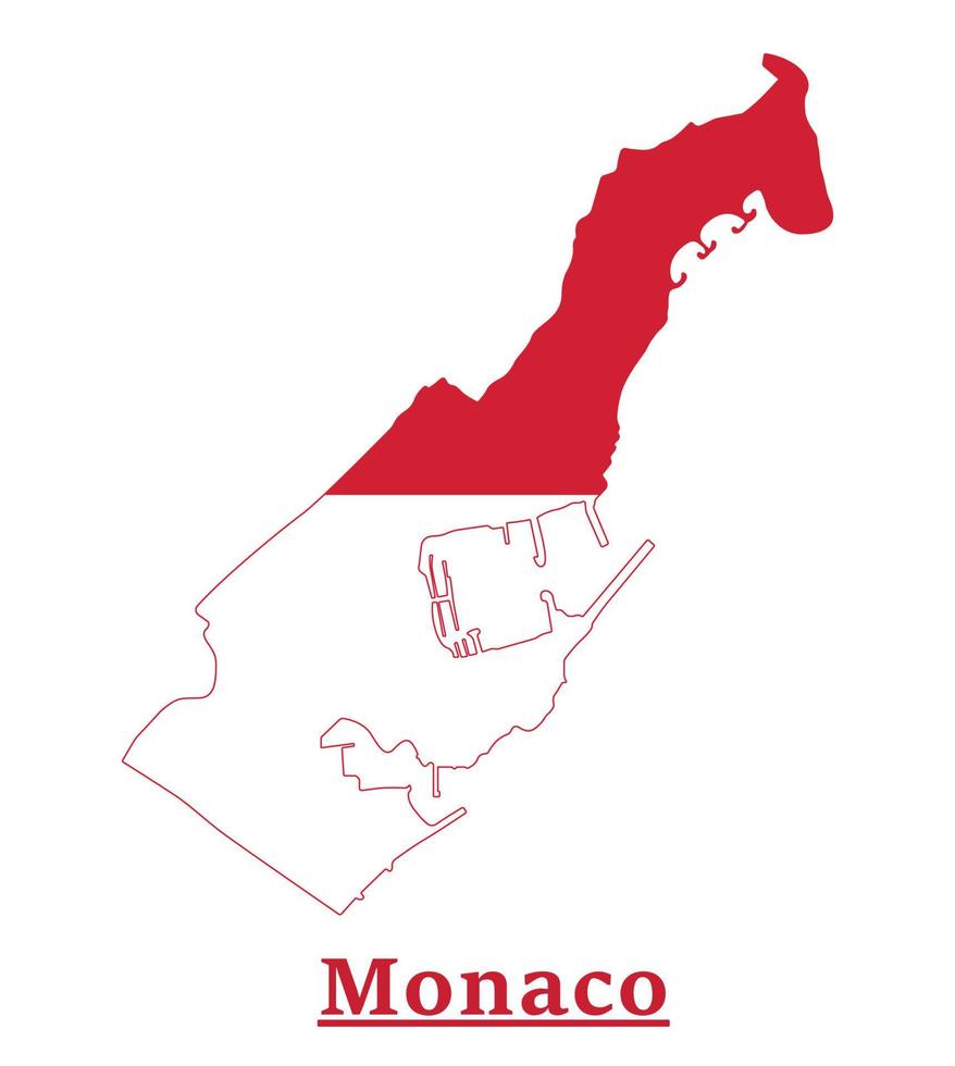 monaco national flag map design, illustration der monaco country flag innerhalb der karte vektor
