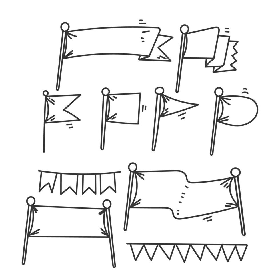 hand gezeichnete gekritzelflaggengirlande und bannerillustrationsvektor vektor