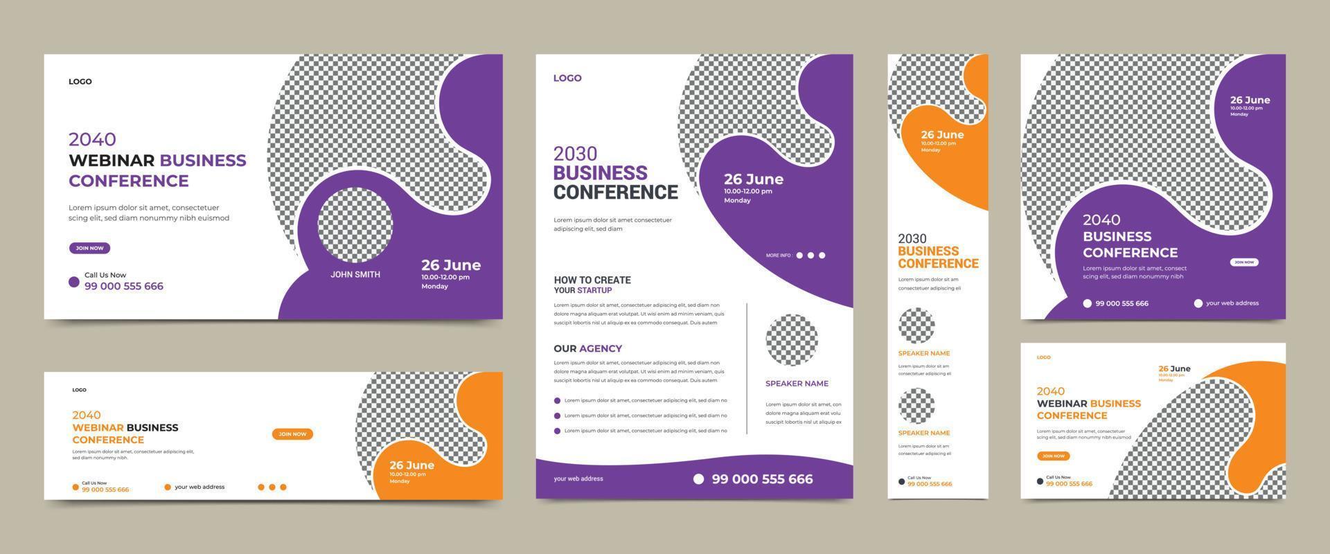 Webinar-Konferenz-Social-Media-Post-Banner-Design und Konferenz-Einladungs-Banner-Design-Vorlage. Verwendbar für Web-Banner und quadratische Banner, Cover, Konferenz-Flyer usw. vektor